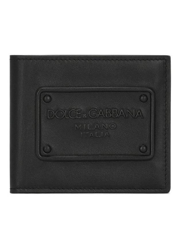 Logo Leather Half Wallet Black - DOLCE&GABBANA - BALAAN 1