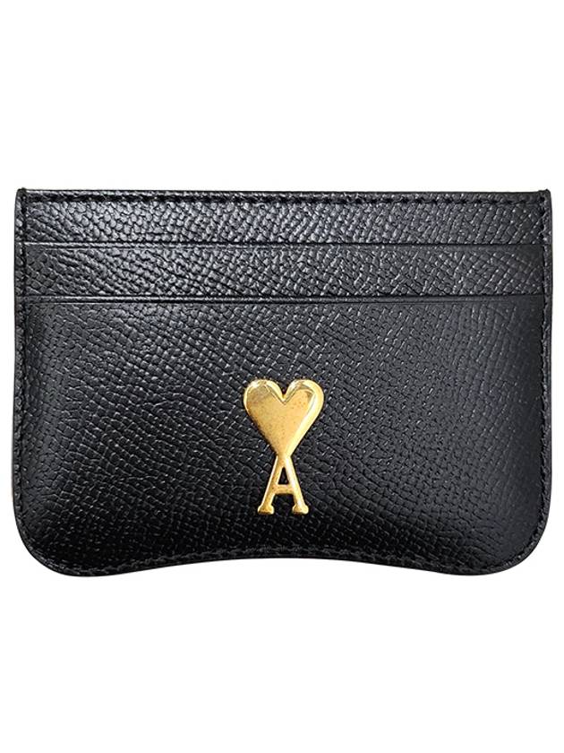 Metal Logo Leather Card Wallet Gold Black - AMI - BALAAN 2