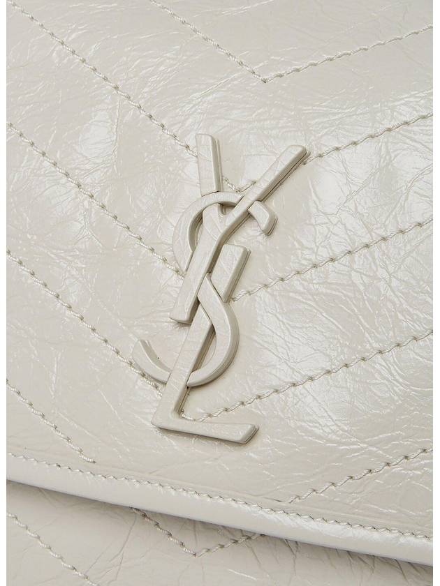 Nikki Medium Krinkle Vintage Leather Shoulder Bag Ivory - SAINT LAURENT - BALAAN 5