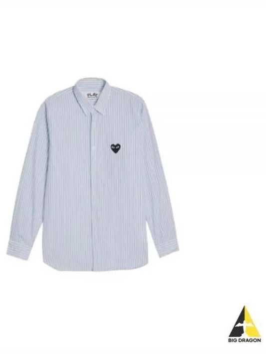 Black Heart Stripe Long Sleeve Shirt Blue - COMME DES GARCONS - BALAAN 2