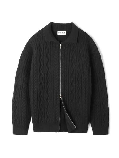 Fisherman collar zip up knit black - INDUST - BALAAN 2