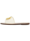 V Logo Signature Grainy Calfskin Slippers Sandals Ivory - VALENTINO - BALAAN 5