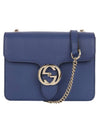 Interlocking GG Chain Small Cross Bag Navy - GUCCI - BALAAN 1