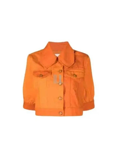 Women's Cotton Crop Denim Jacket Orange - GANNI - BALAAN 2