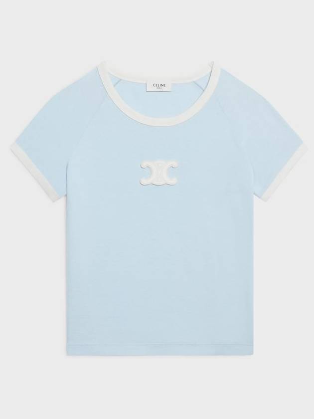 Triomphe Cotton Jersey Short Sleeve T-Shirt Pastel Blue - CELINE - BALAAN 2