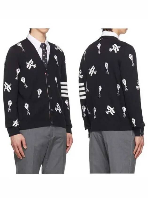 Sky Icon Merino Wool Cardigan Navy - THOM BROWNE - BALAAN 2