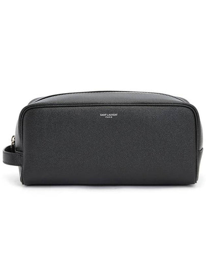 Grained Logo Pouch Bag Black - SAINT LAURENT - BALAAN 2