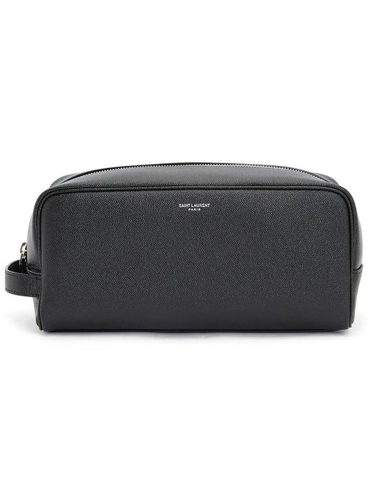 Grained Logo Pouch Bag Black - SAINT LAURENT - BALAAN 2