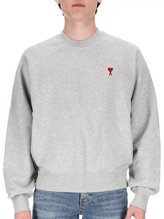 Cotton Heart Logo Sweatshirt Grey - AMI - BALAAN 2