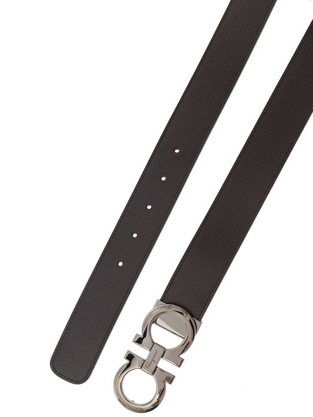 Gancini Reversible Adjustable Leather Belt Black - SALVATORE FERRAGAMO - BALAAN 5