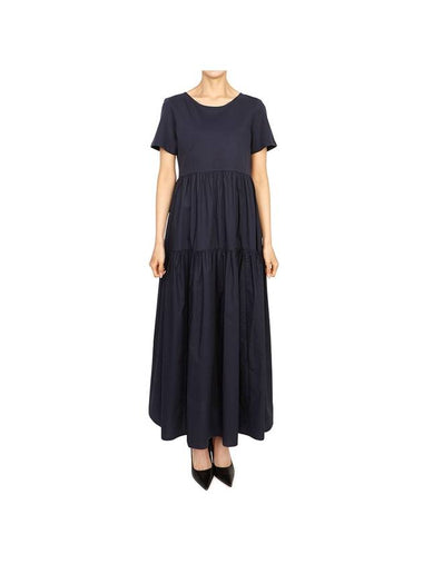 Palmira Short Sleeve Long Dress Navy - MAX MARA - BALAAN 1