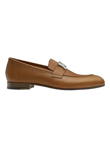 Men's Paris H Calfskin Palladium Loafers Natural - HERMES - BALAAN.