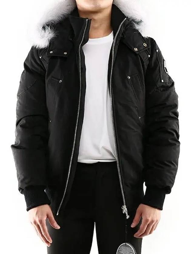 Men's Ballistic Bomber Jacket White Fox Fur Black - MOOSE KNUCKLES - BALAAN 5