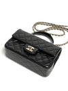 Gold Hardware Top Handle Mini Lambskin Flap Cross Bag Black - CHANEL - BALAAN 5