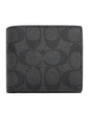 Signature Canvas Charcoal Gray Half Wallet CR905 CQ BK - COACH - BALAAN 1