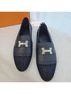 H logo denim leather leather royal loafers moccasins navy black 36 - HERMES - BALAAN 1