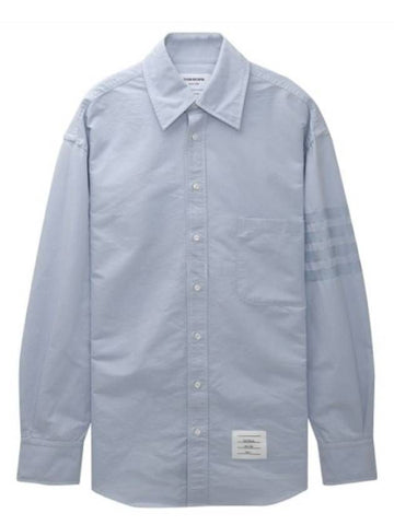 Striped Detail Long Sleeved Shirt Light Blue - THOM BROWNE - BALAAN 2