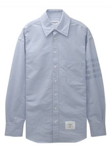 Striped Detail Long Sleeved Shirt Light Blue - THOM BROWNE - BALAAN 2