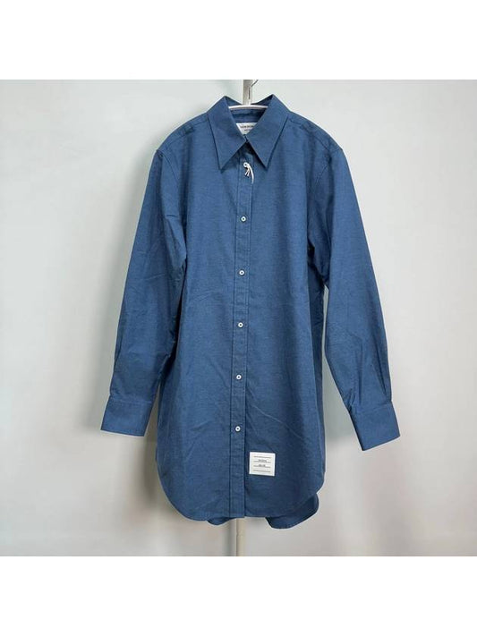 Women's Button Down Shirt Short Dress Blue - THOM BROWNE - BALAAN 2