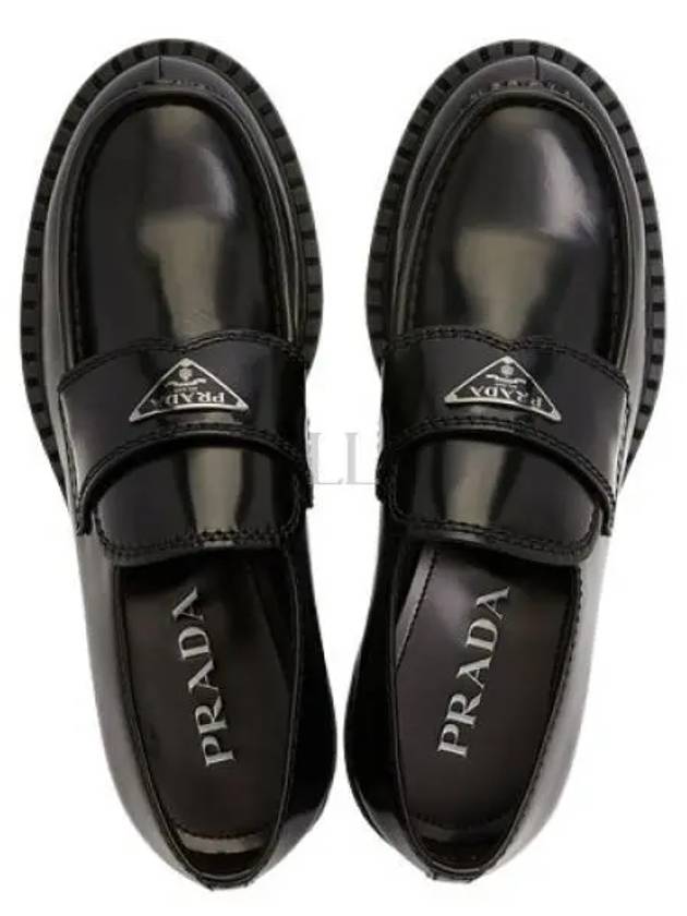 Chocolate Brushed Leather Loafers Black - PRADA - BALAAN 2