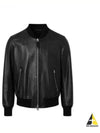 Grained Leather Two Way Zip Up Bomber Jacket Black - TOM FORD - BALAAN 2