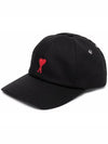 Heart Logo Embroidery Ball Cap Black - AMI - BALAAN 3