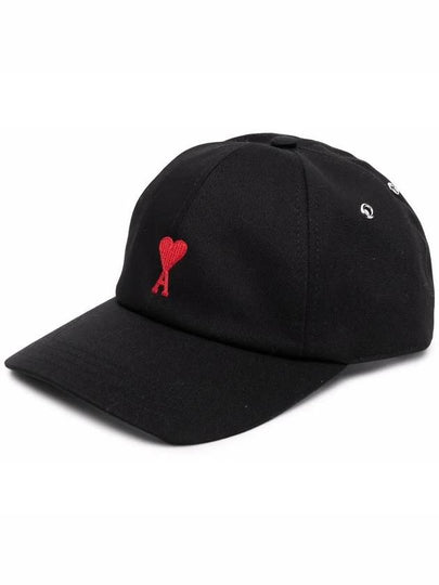 Heart Logo Embroidery Ball Cap Black - AMI - BALAAN 2