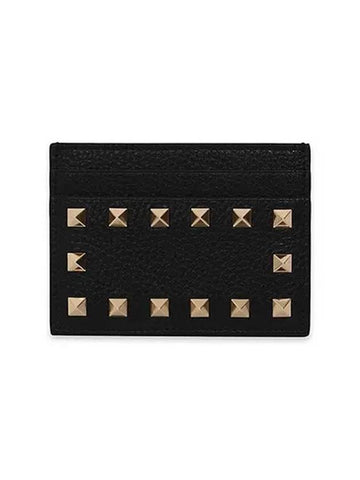 Rockstud Card Wallet Black - VALENTINO - BALAAN 1