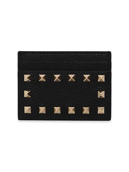 Rockstud leather card wallet black - VALENTINO - BALAAN 2