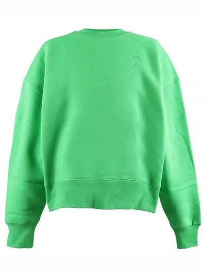 Tonal Heart Crew Neck Sweatshirt Green - AMI - BALAAN 2