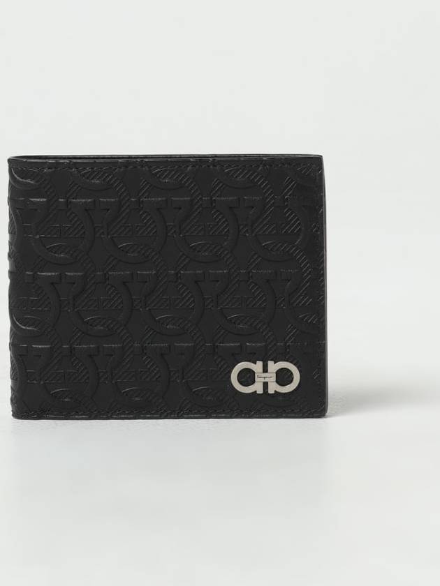 Gancini Embossed Logo Half Wallet Black - SALVATORE FERRAGAMO - BALAAN 2