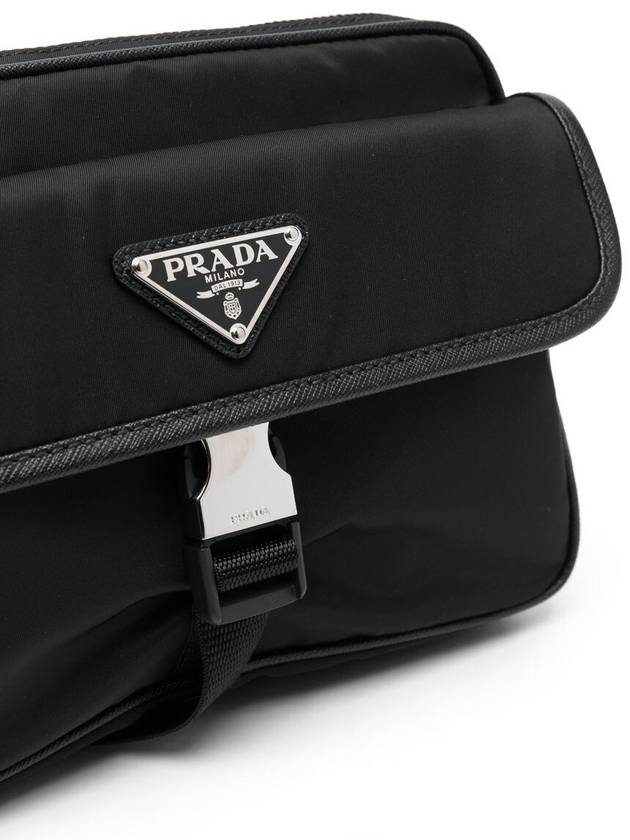 Re-Nylon Saffiano Leather Shoulder Bag Black - PRADA - BALAAN 5