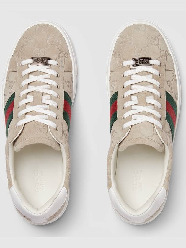 Ace Web Low Top Sneakers Oatmeal - GUCCI - BALAAN 5