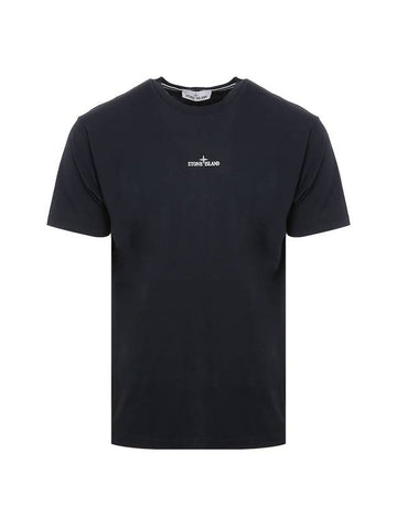 Marble Back Logo Short Sleeve T-Shirt Dark Navy - STONE ISLAND - BALAAN 1