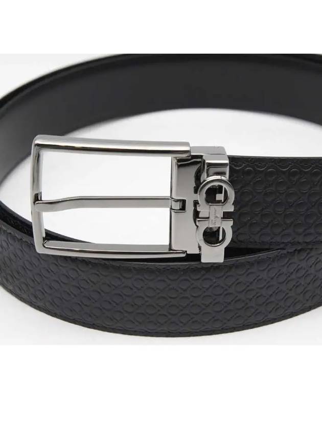 Gancini Reversible Adjustable Belt Black - SALVATORE FERRAGAMO - BALAAN.