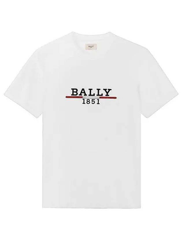 603086 05021 F010 M5OU739F 1851 Logo Embroidered Men s Round Short Sleeve Tee - BALLY - BALAAN 4