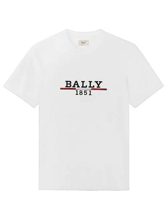 603086 05021 F010 M5OU739F 1851 Logo Embroidered Men s Round Short Sleeve Tee - BALLY - BALAAN 2