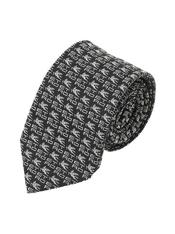 Logo Print Silk Tie Black - ETRO - BALAAN 1