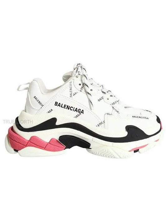 Triple S All Over Logo Low Top Sneakers Pink White - BALENCIAGA - BALAAN 2