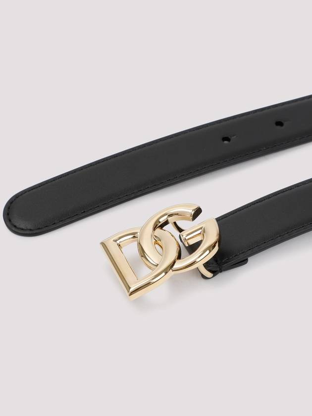 Women's Gold DG Logo Leather Belt Black - DOLCE&GABBANA - BALAAN 3