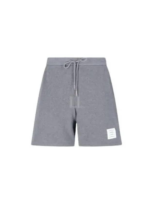 Men's Textured Cotton Shorts Grey - THOM BROWNE - BALAAN 2