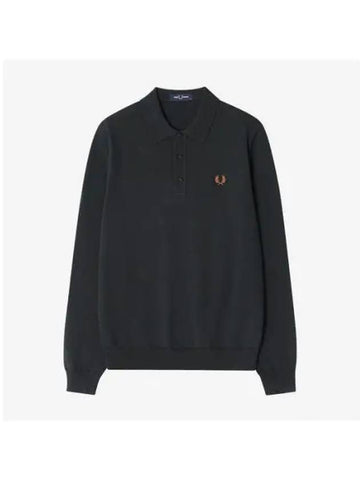 Fred Perry Sharp Long Sleeve Classic Knit Shirt Night Green AFPM2434535 T61 - FRED PERRY - BALAAN 1