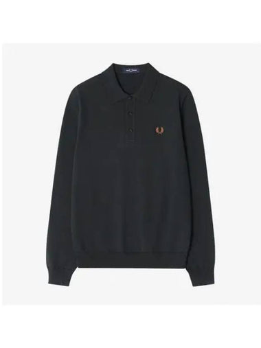 Fred Perry Sharp Long Sleeve Classic Knit Shirt Night Green AFPM2434535 T61 - FRED PERRY - BALAAN 1