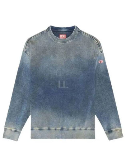 D Krib Ne Vintage Look Track Denim Sweatshirt Medium Blue - DIESEL - BALAAN 2