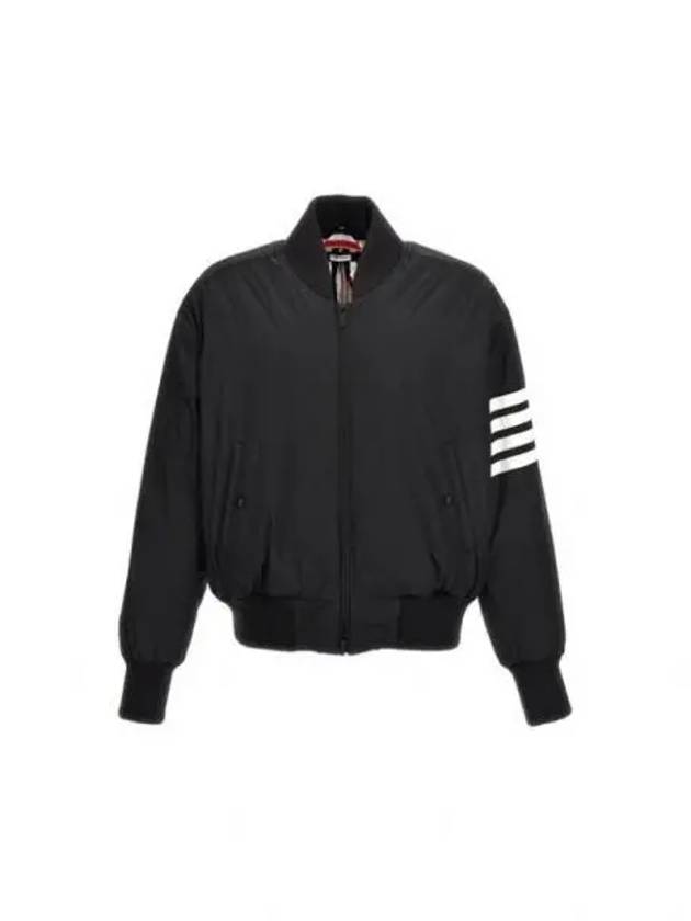 Poly Twill 4-Bar Oversized Knit Down Bomber Jacket Charcoal - THOM BROWNE - BALAAN 2