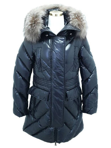 Women's Dinard Goose Down Fox Fur Long Padding Black - MONCLER - BALAAN 1