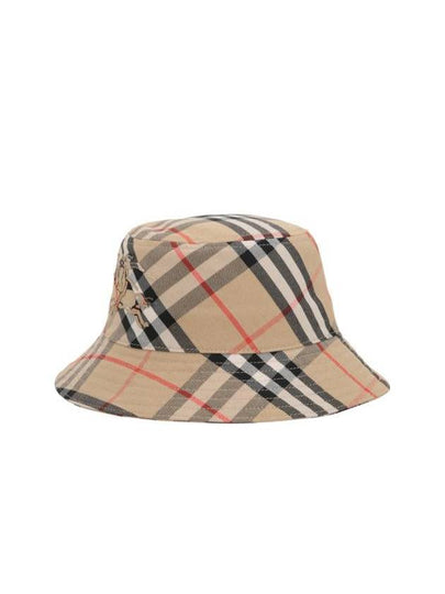 Check Cotton Blend Bucket Hat Beige - BURBERRY - BALAAN 2