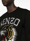 Tiger Varsity Slim Crew Neck Cotton Sweatshirt Black - KENZO - BALAAN 3