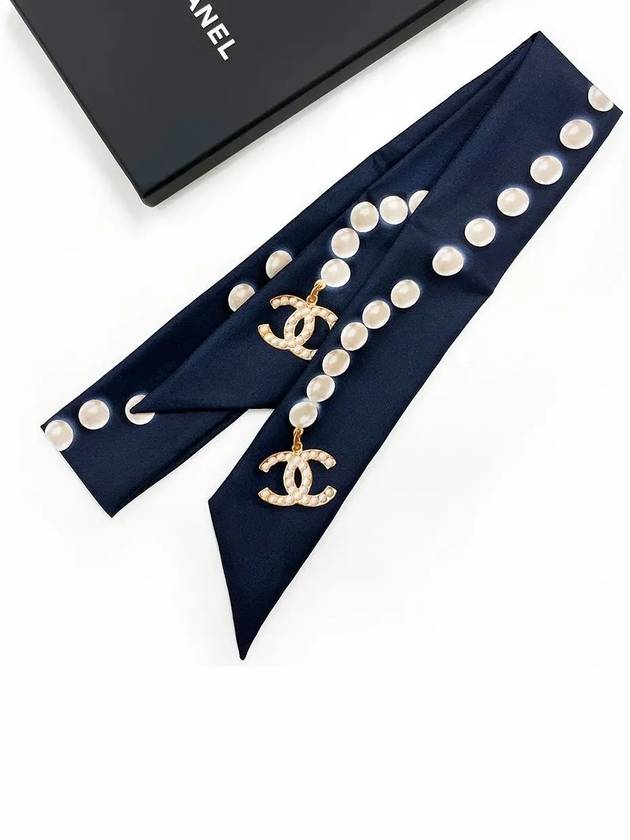 Slim Bandeau Silk Twill & Navy - CHANEL - BALAAN 2