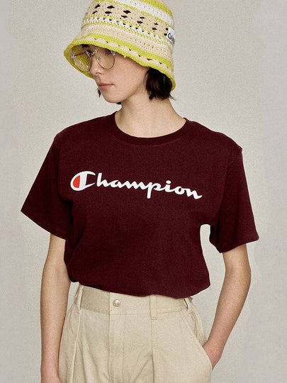 Script Logo Classic Jersey Short Sleeve T-Shirt Maroon - CHAMPION - BALAAN 2